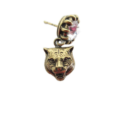 Gucci Earrings Tiger Cat Head Line Stone Bijou Gold — view 2
