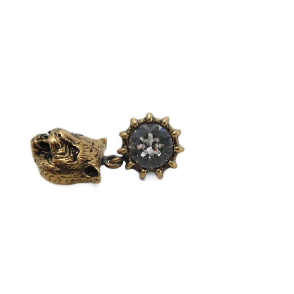 Gucci Earrings Tiger Cat Head Line Stone Bijou Gold — view 5