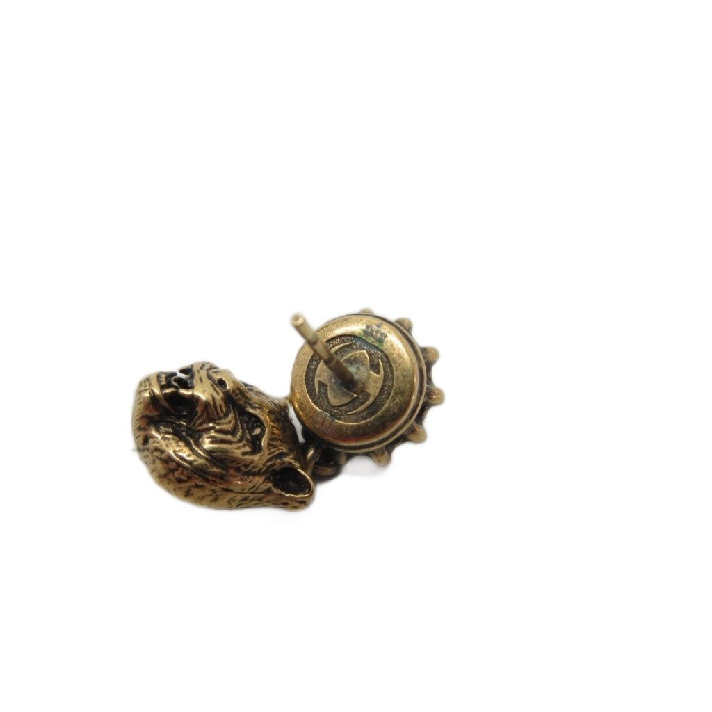 Gucci Earrings Tiger Cat Head Line Stone Bijou Gold — view 8