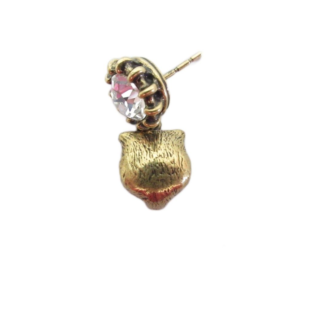 Gucci Earrings Tiger Cat Head Line Stone Bijou Gold — view 3