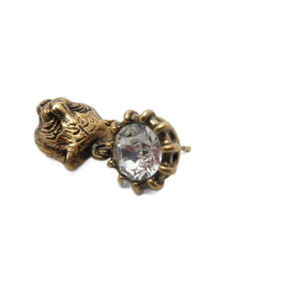 Gucci Earrings Tiger Cat Head Line Stone Bijou Gold — view 6