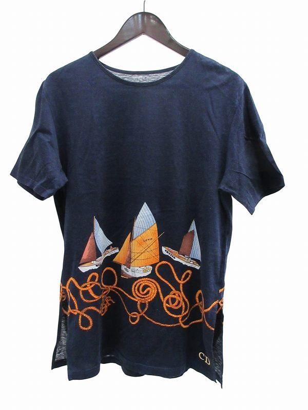 Dior Short Sleeve T-Shirt CD Logo Yacht Navy