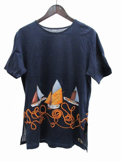 Dior Short Sleeve T-Shirt CD Logo Yacht Navy