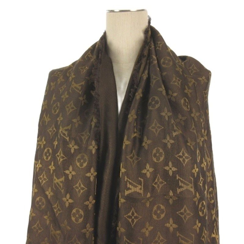Louis Vuitton Monogram Shine Large Shawl Brown Scarf — view 3