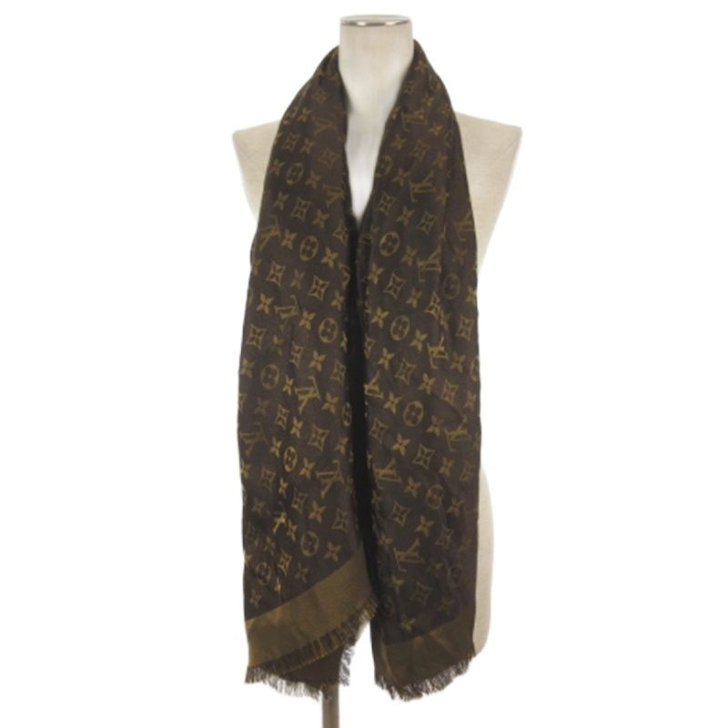 Louis Vuitton Monogram Shine Large Shawl Brown Scarf — view 4