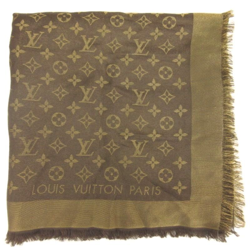 Louis Vuitton Monogram Shine Large Shawl Brown Scarf