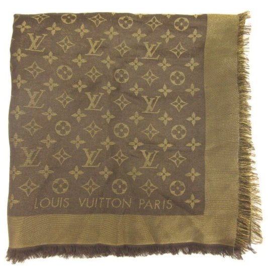 Louis Vuitton Monogram Shine Large Shawl Brown Scarf