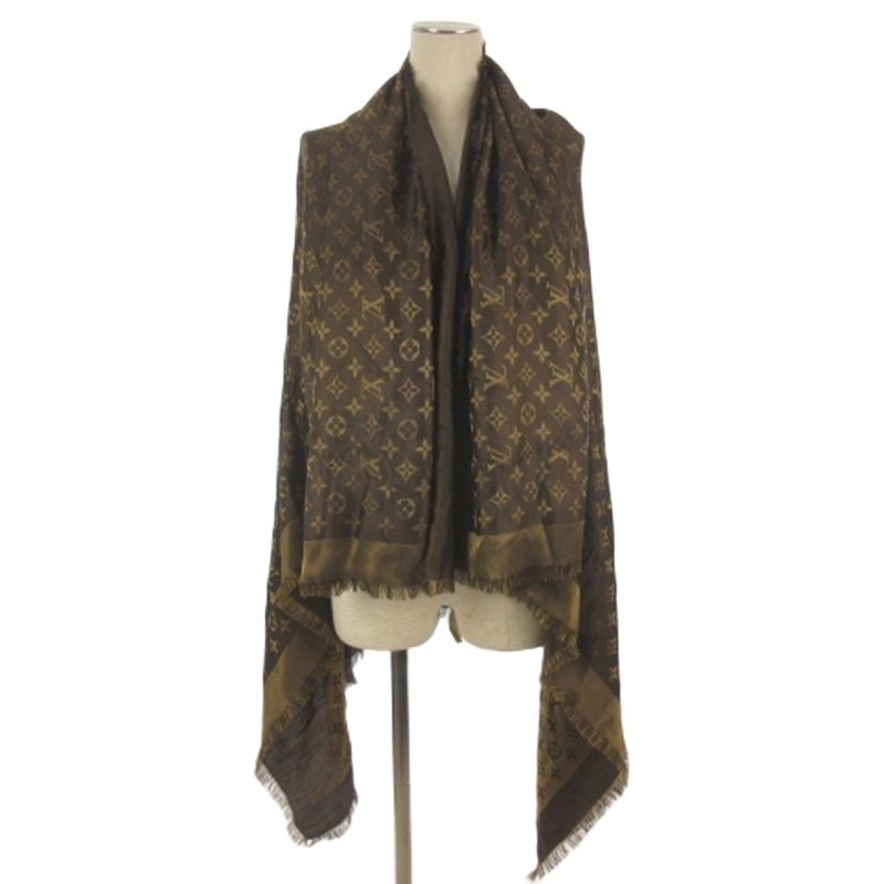 Louis Vuitton Monogram Shine Large Shawl Brown Scarf — view 2