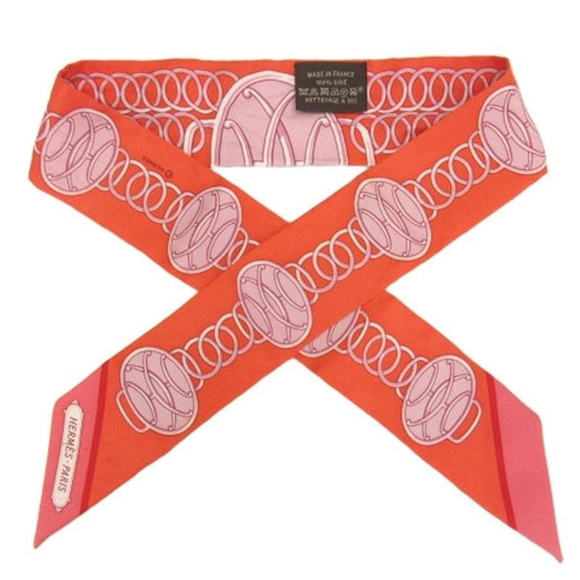 Hermes Lift Profile Twilly Silk Orange Scarf