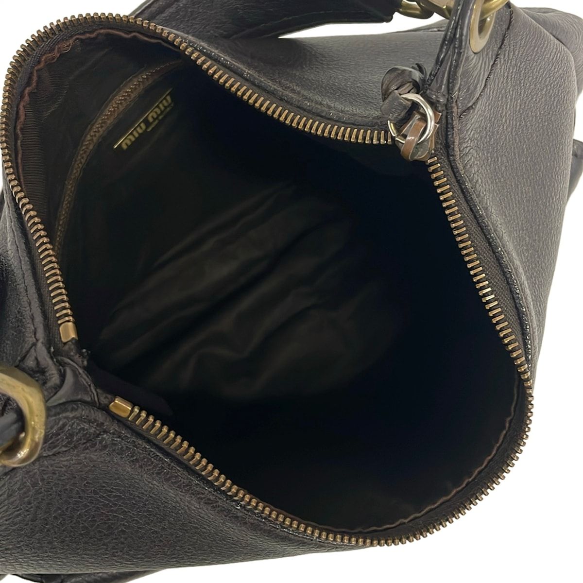 Miu Miu Shoulder Bag Dark Brown Leather — view 7