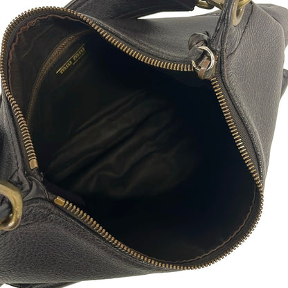 Miu Miu Shoulder Bag Dark Brown Leather — view 7
