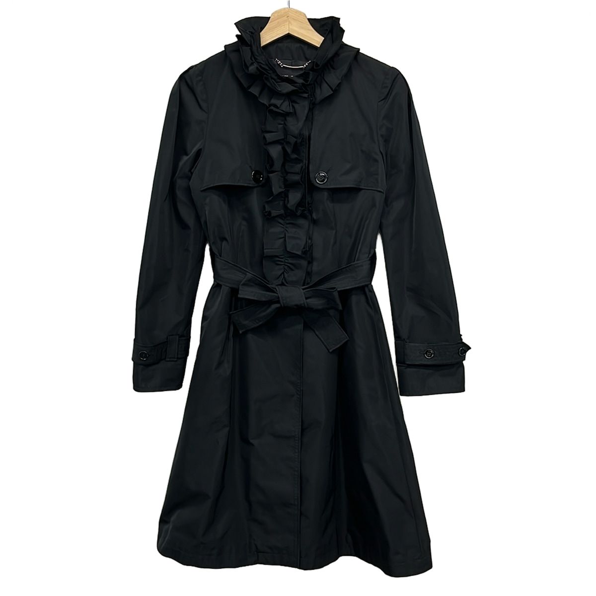 Dolce & Gabbana Coat 36 S Black Long Sleeve Ruffles