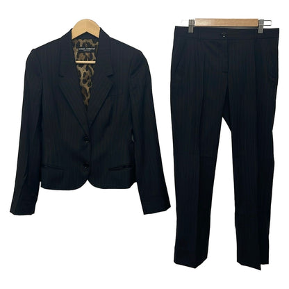 Dolce & Gabbana Pants Suit Black Brown Striped Shoulder