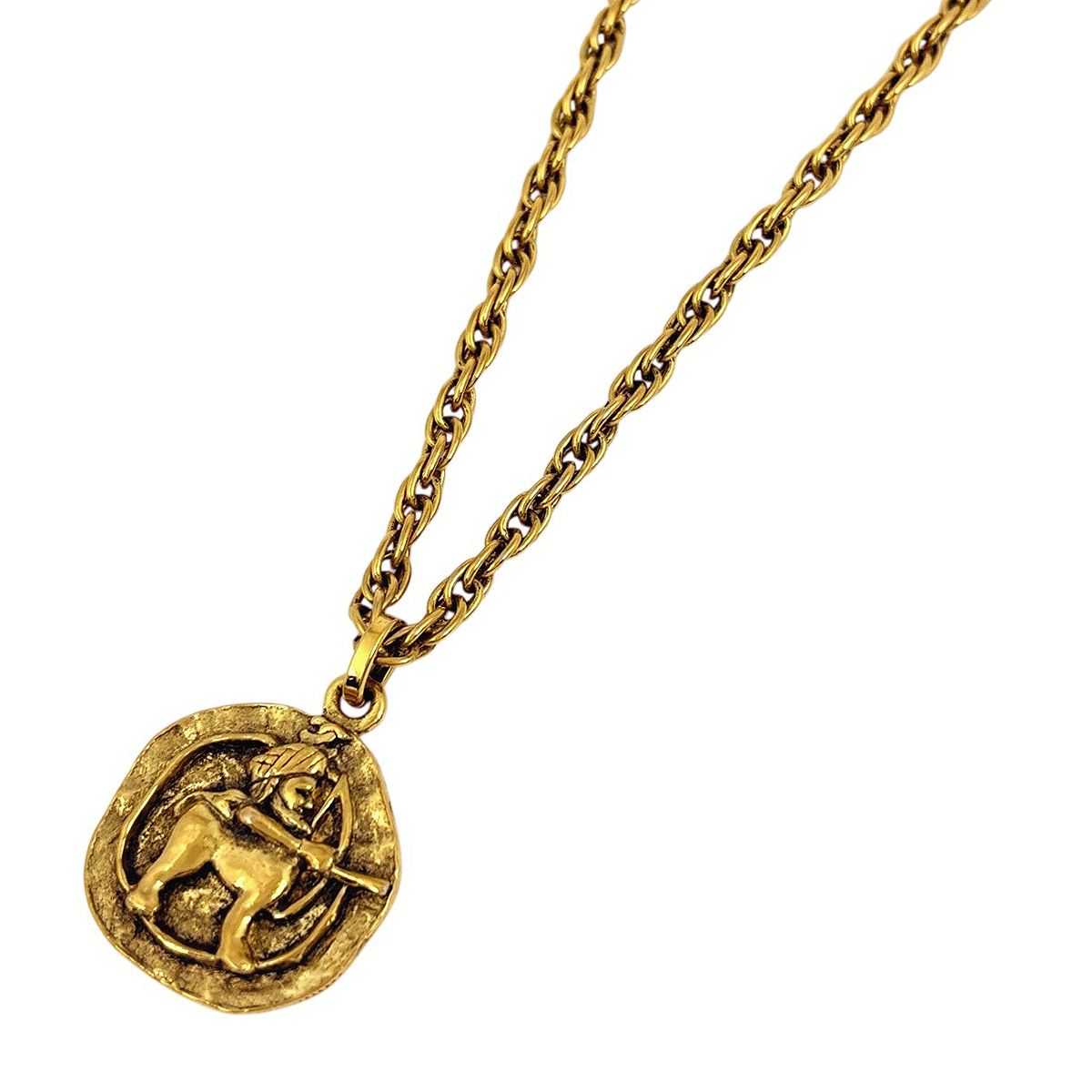 Chanel Logo Chain Necklace Centaur Gold Plated