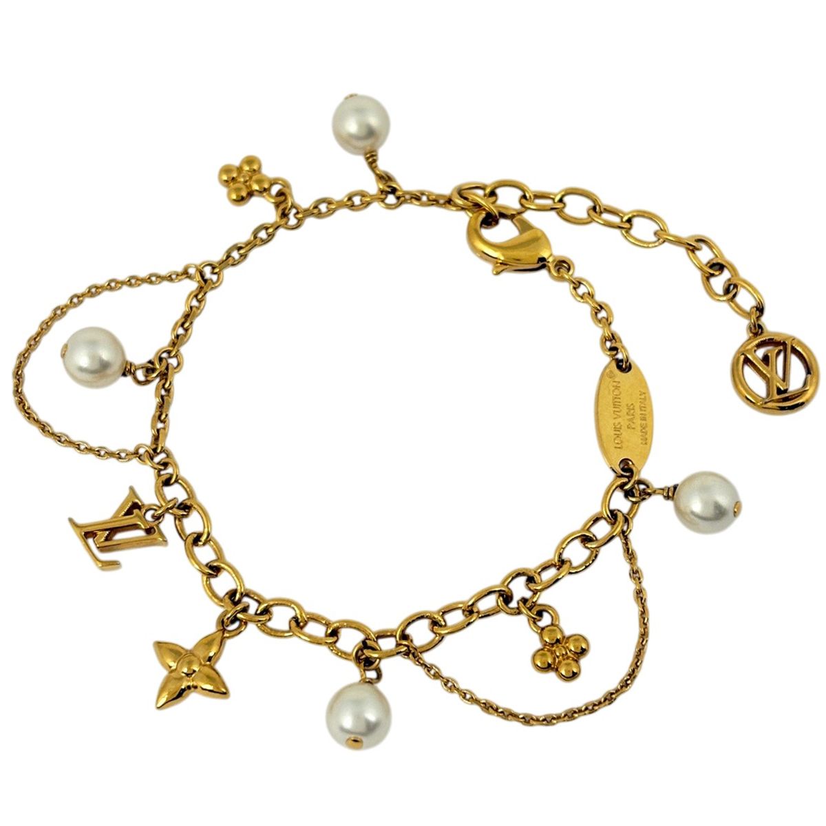 Louis Vuitton Blue Pearl Bracelet Metal Gold