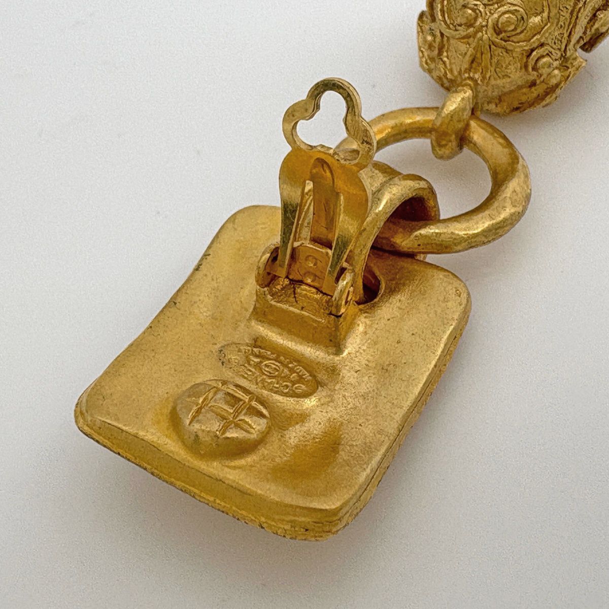 Chanel CC Logo Earrings Bell Swing Gripoix Gold Plated — view 3