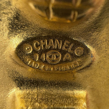 Chanel CC Logo Earrings Bell Swing Gripoix Gold Plated — view 6