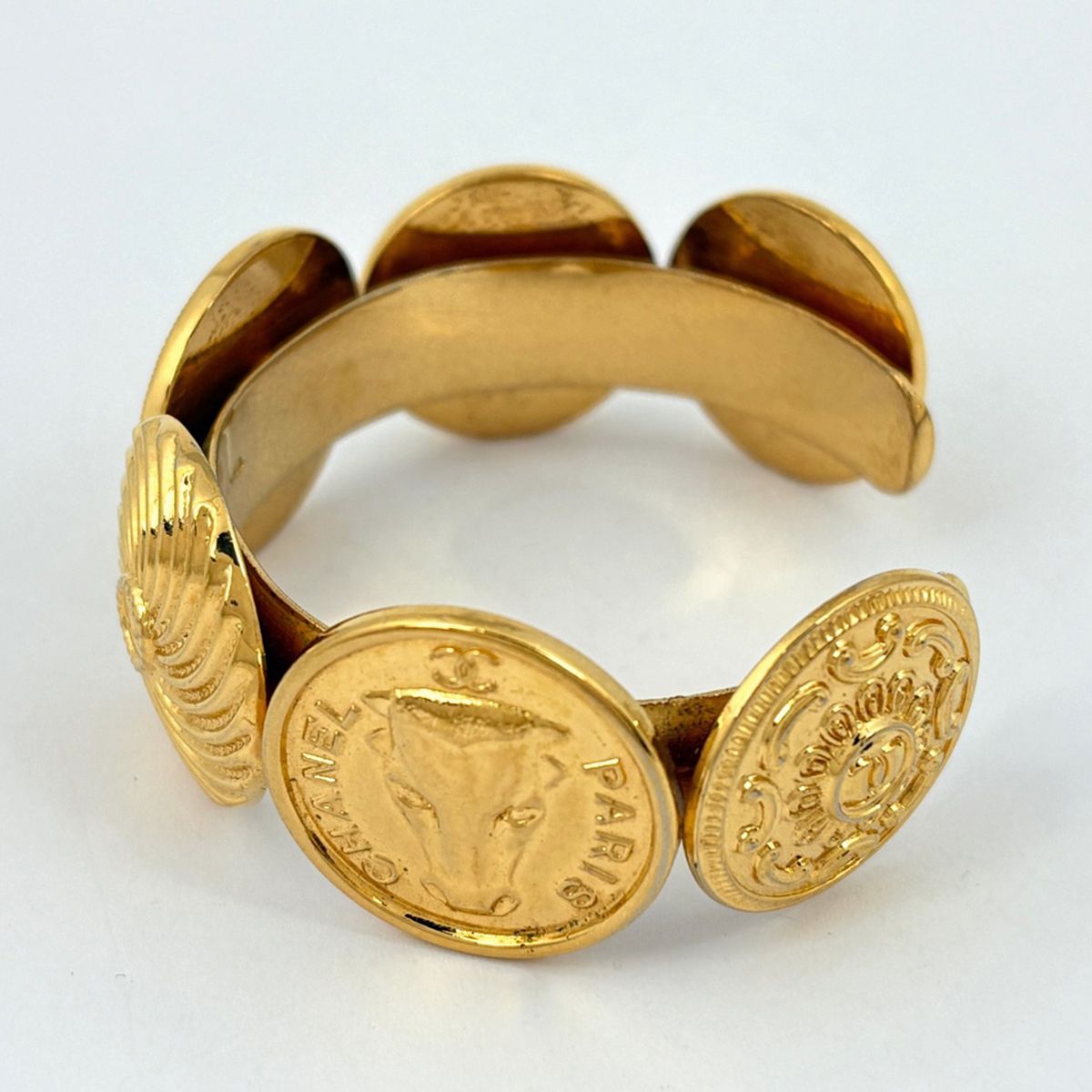 Chanel CC Logo Bangle Gold Plated Bracelet — view 3