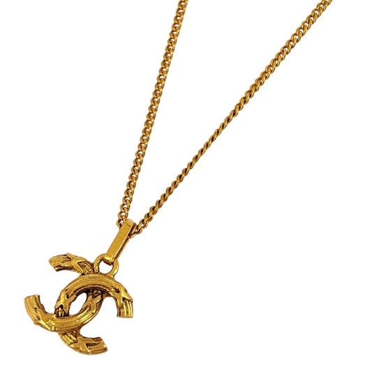 Chanel CC Logo Necklace CC Pendant Gold Plated