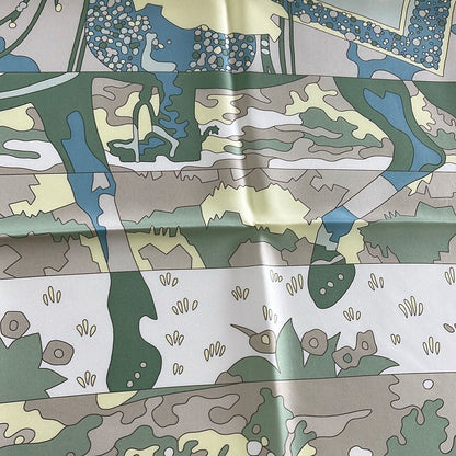 Hermes Scarf Carre 90 Beige Green Multi les Dix Cavaliers — view 4