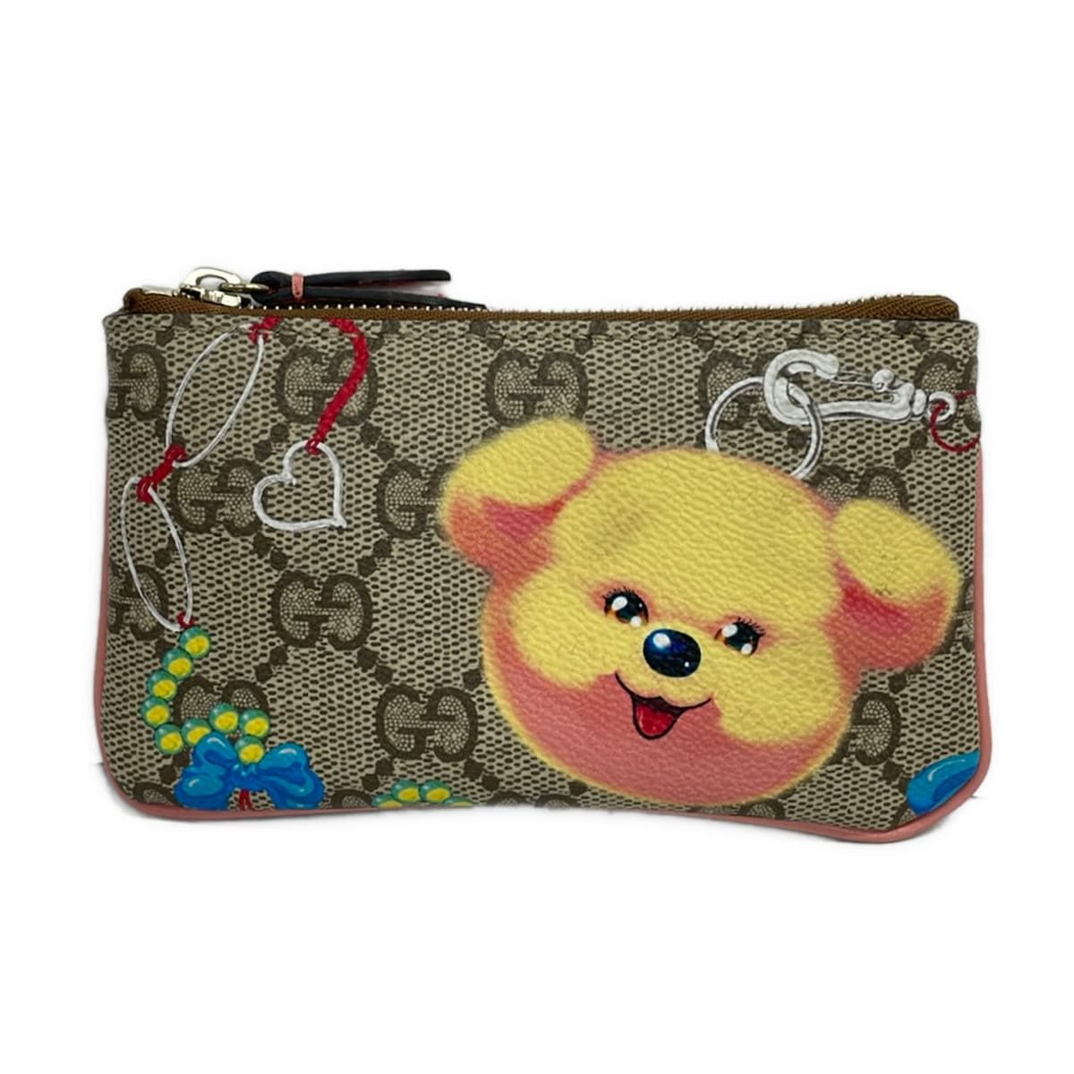 Gucci Coin Case GG Supreme Beige Dark Brown Multi So Inji Collaboration Heart