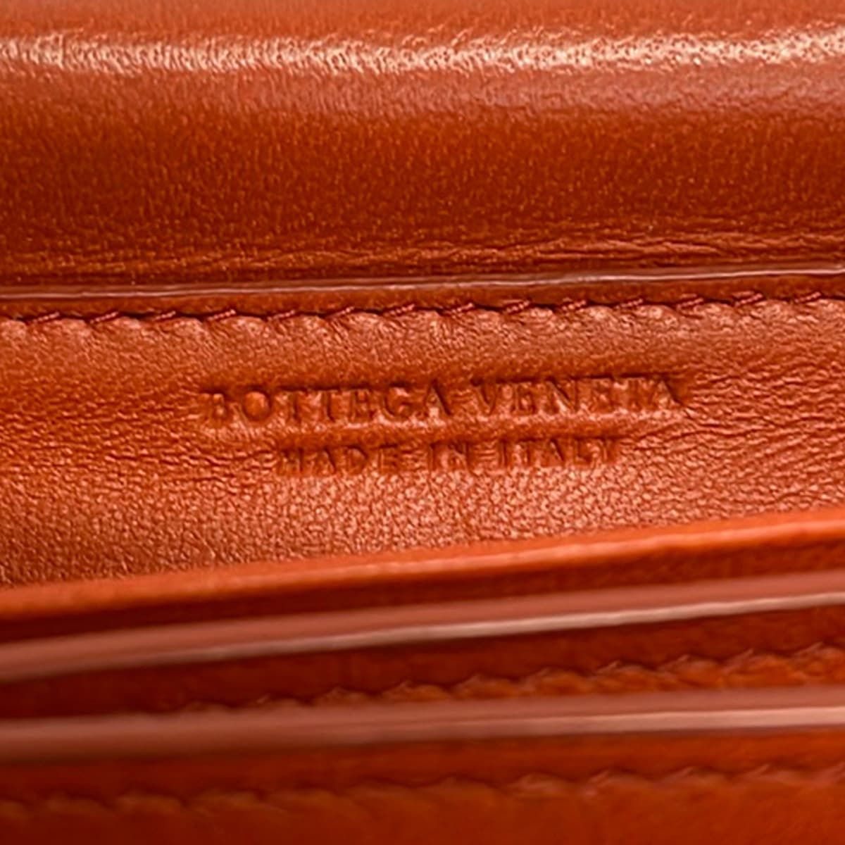Bottega Veneta Wallet Intrecciato Orange Chain Leather — view 6