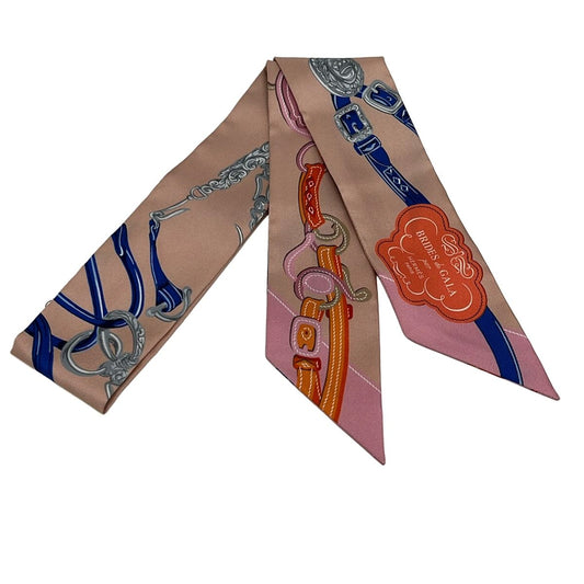 Hermes Scarf Twill Beige Blue Multi