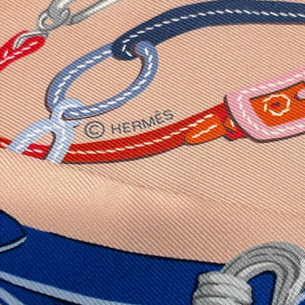 Hermes Scarf Twill Beige Blue Multi — view 2