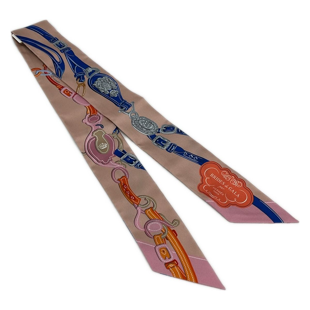 Hermes Scarf Twill Beige Blue Multi — view 4