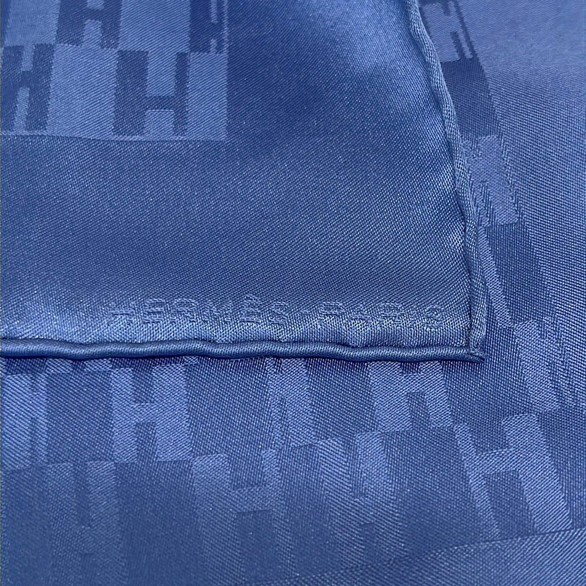 Hermes Scarf Blue Pocket Square Grand Silk — view 2