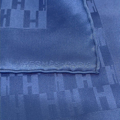 Hermes Scarf Blue Pocket Square Grand Silk — view 2