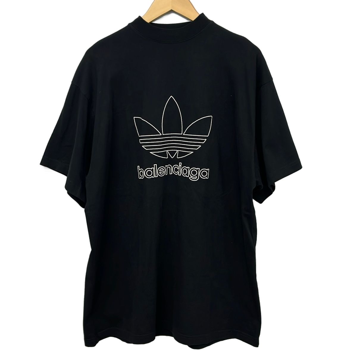 Balenciaga Short Sleeve T-Shirt 1 S Black White Crew Neck Embroidery Adidas