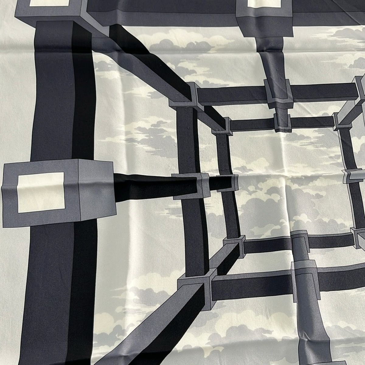 Hermes Scarf Carre 70 Light Gray Dark Amcassandre Pour — view 4
