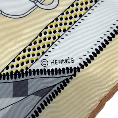 Hermes Scarf Carre Beige Dark Navy Multi Car Silk — view 2