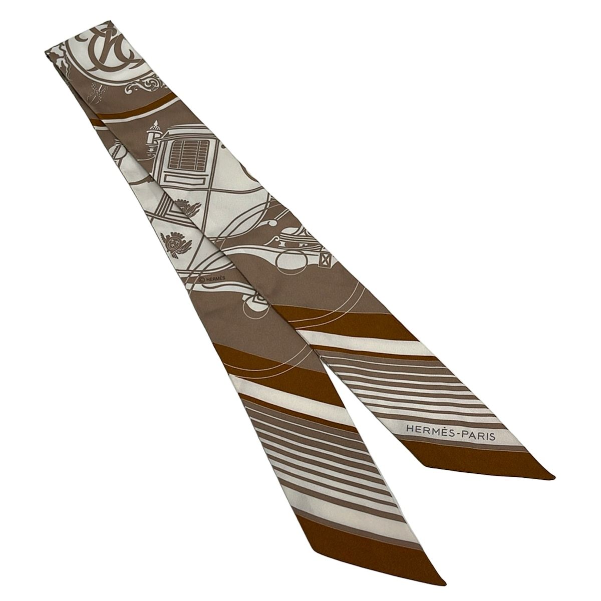 Hermes Scarf Twill Brown Multi Silk — view 4