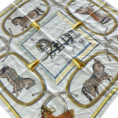 Hermes Scarf Carre 90 Ivory Multi Grand Apparat Silk