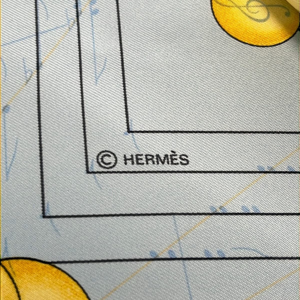 Hermes Scarf Carre 90 Light Blue Brown Multi la Musique Des Spheres — view 2