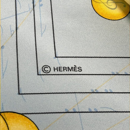 Hermes Scarf Carre 90 Light Blue Brown Multi la Musique Des Spheres — view 2
