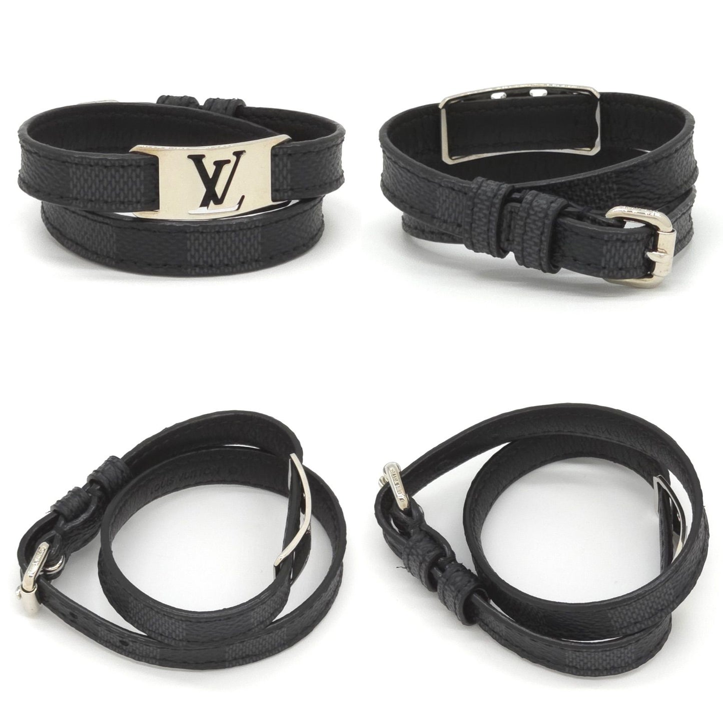 Louis Vuitton Bracelet Sign It Double 19 Damier Graphite Leather Black Color LV — view 2