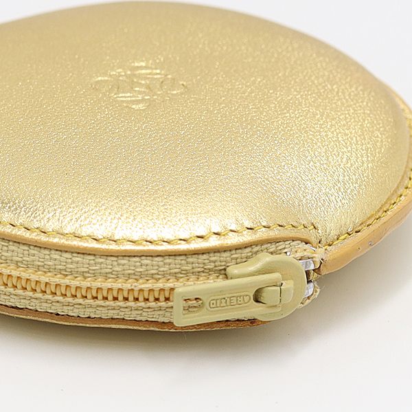 Loewe Coin Case Wallet Leather Gold Color Watch — view 3