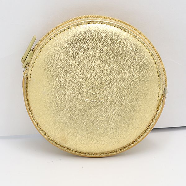 Loewe Coin Case Wallet Leather Gold Color Watch