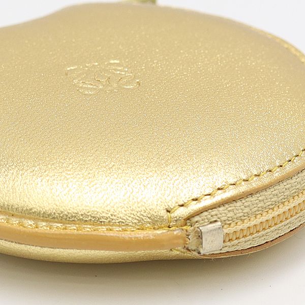 Loewe Coin Case Wallet Leather Gold Color Watch — view 4