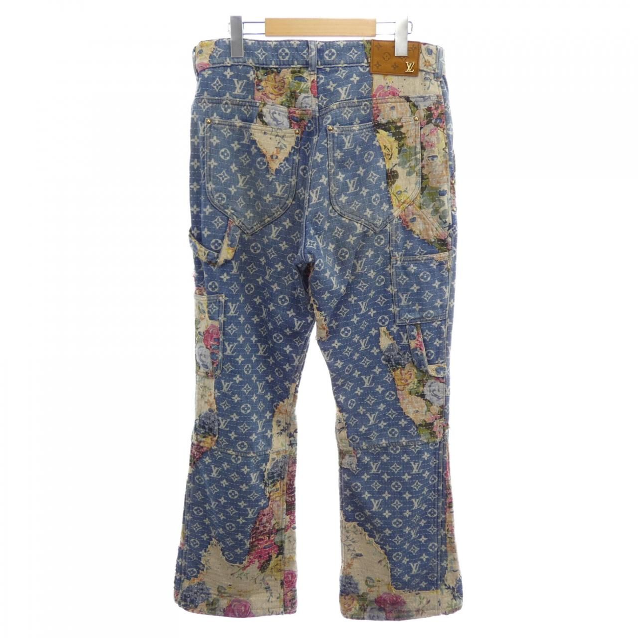 Louis Vuitton Destroyed Carpenter Bell Bottom Denim Jeans — view 2