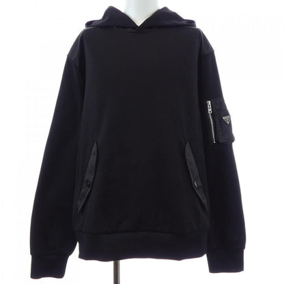 Prada Cotton Fleece Re-Nylon Hoodie Triangle Logo