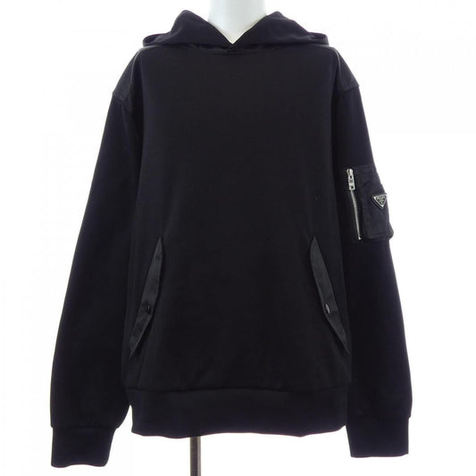 Prada Cotton Fleece Re-Nylon Hoodie Triangle Logo