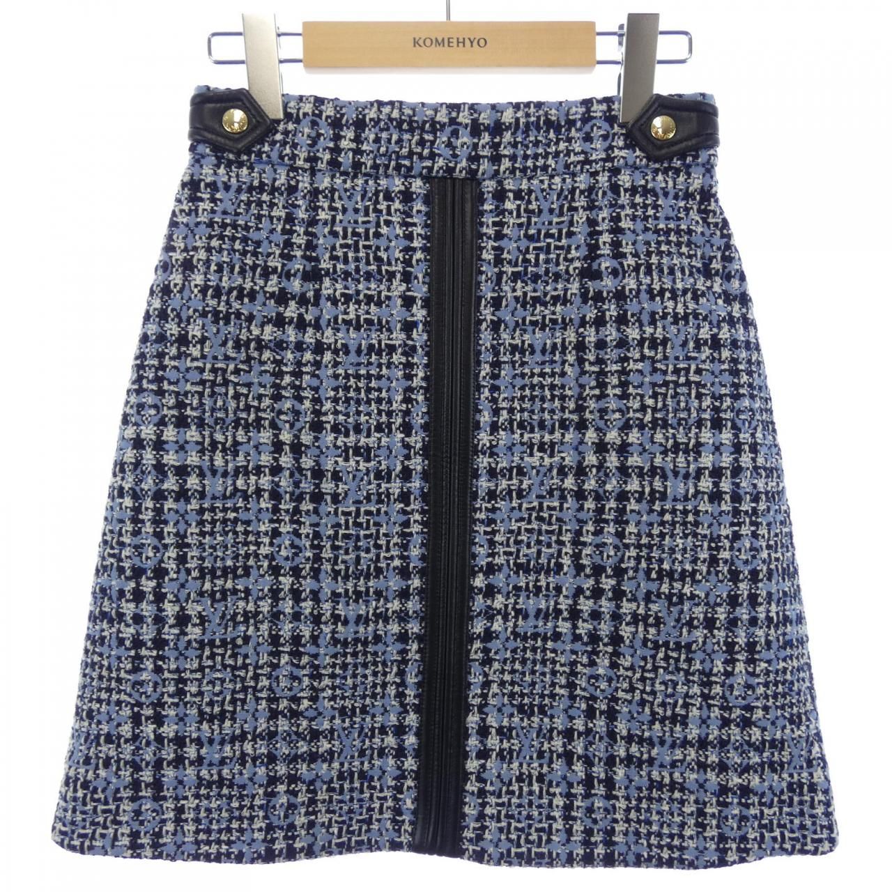 Louis Vuitton Leather Accent Monogram Skirt