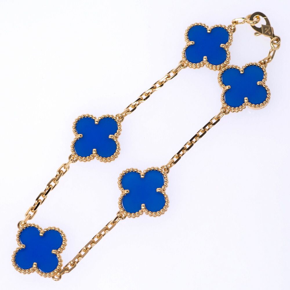 Van Cleef & Arpels Vintage Alhambra 5 Motif 18k Blue Agete Bracelet — view 5
