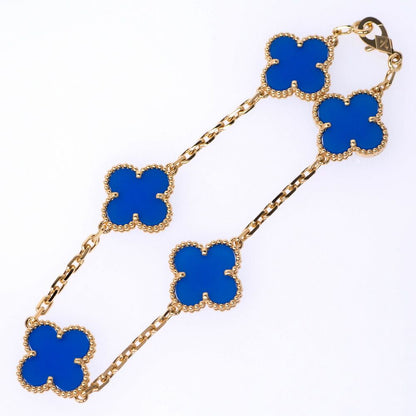 Van Cleef & Arpels Vintage Alhambra 5 Motif 18k Blue Agete Bracelet — view 5