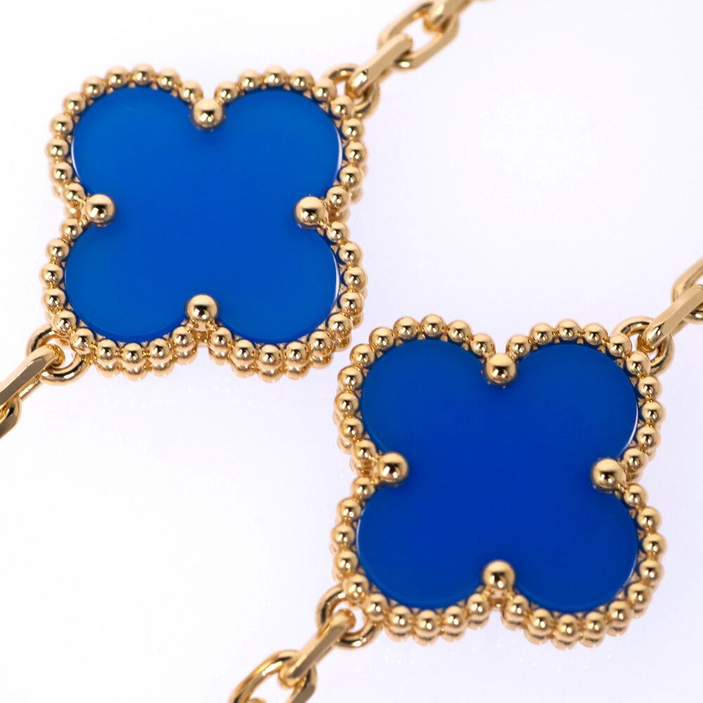 Van Cleef & Arpels Vintage Alhambra 5 Motif 18k Blue Agete Bracelet — view 3