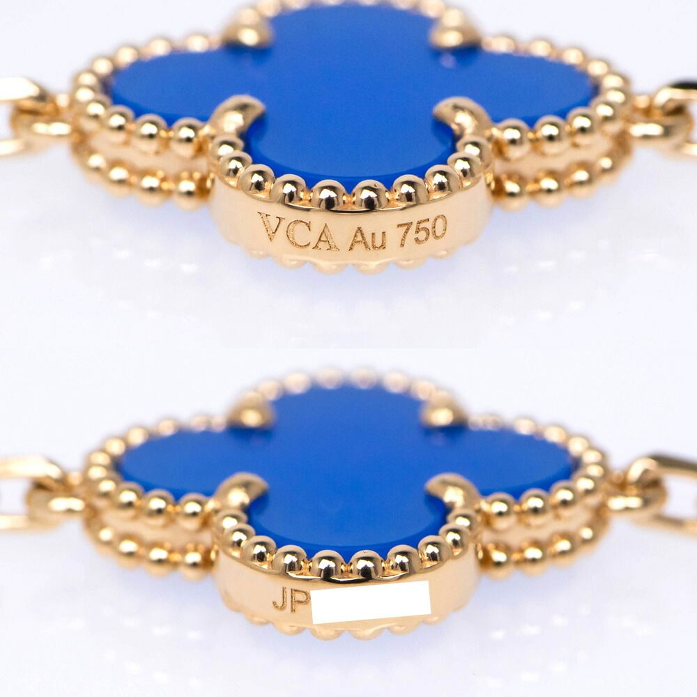 Van Cleef & Arpels Vintage Alhambra 5 Motif 18k Blue Agete Bracelet — view 6